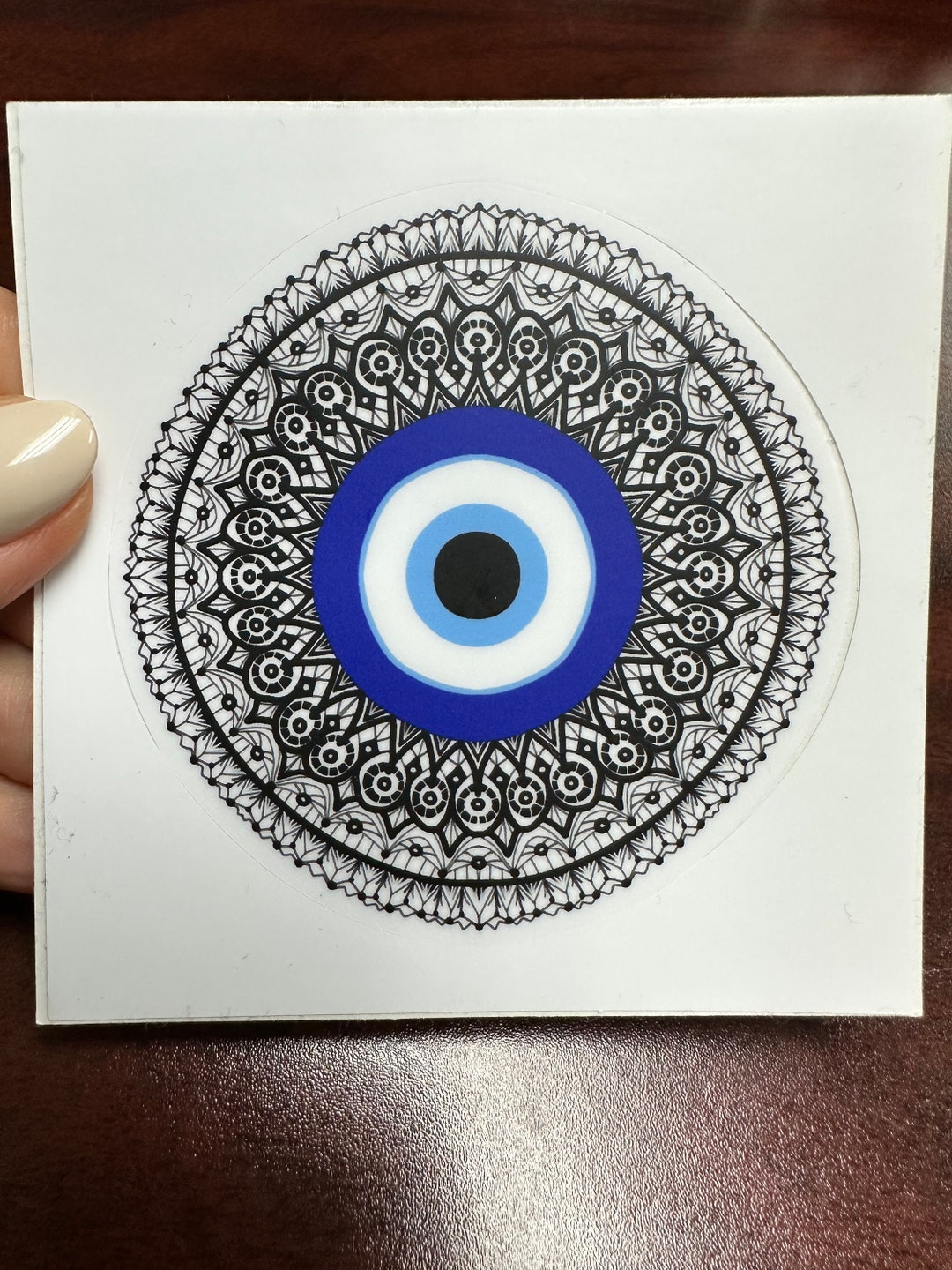 Evil Eye Mandala Hand Drawn Waterproof 3" Sticker for Good Luck - Etsy