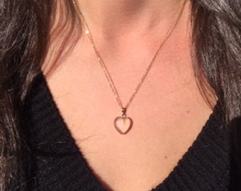 Frosted Quartz Heart Necklace