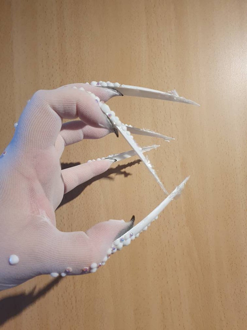 Nail gloves drag ice queen super long performer costume Etsy