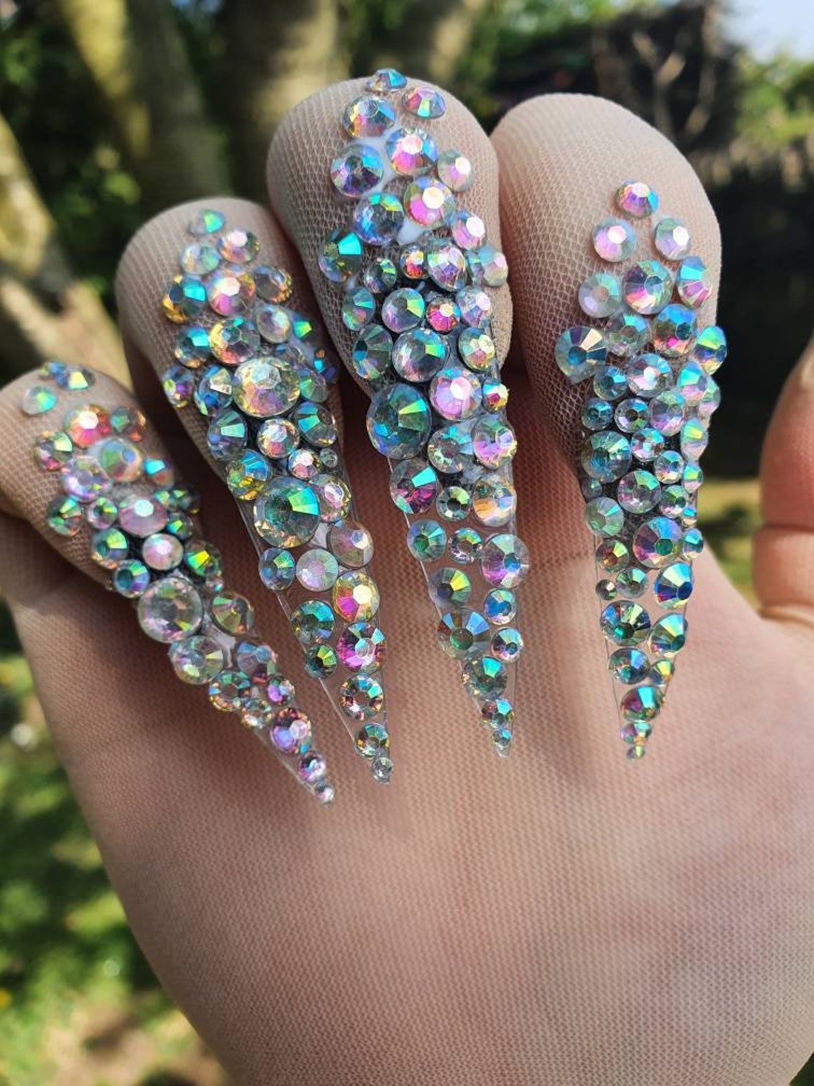 False nail gloves draggloves drag nails gems bling stage Etsy