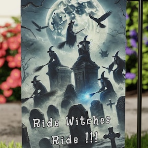 Halloween Flag, Witch Flag, Halloween Banner, Garden Flag, Garden & House Banner, Witch&#39;s Flag, Scary Halloween Flag