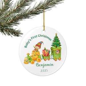 Baby&#39;s First Christmas Train Ornament | Personalized Name 2025