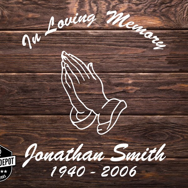 Elegant Personalized Eternal Flame Memorial Decal Praying Hands Custom Vinyl Decal for Daily Remembrance of Loved One, Name and Dates