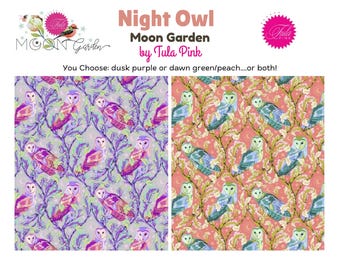 Night Owl Owls Moon Garden by Tula Pink Fat Quarter/Yardage-You Choose Color