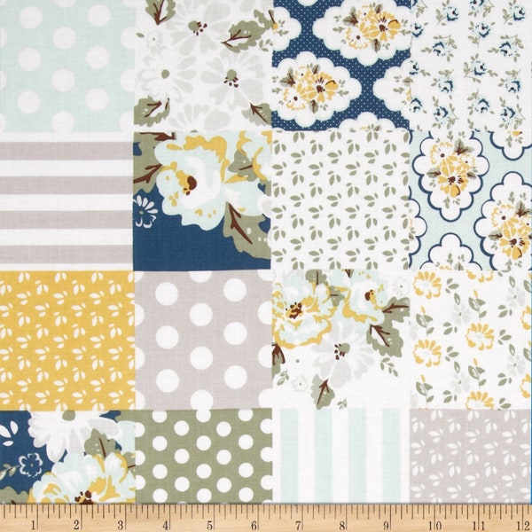 Wiltshire Daisy Cheater in Blues by Carina Gardner for Riley Blake Fat Quarter