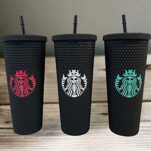 Starbucks Skeleton Tumbler Cup | Halloween Cup | Studded Tumbler | Reusable Cup | Cold Coffee Cup | Comes With Straw and Lid
