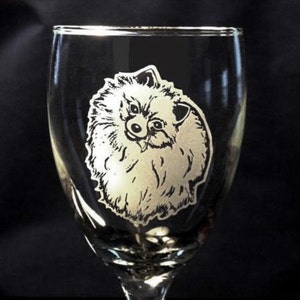 Pomeranian Wine Glasses - Set of 2 - Sandblasted