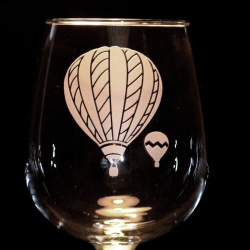 Hot Air Balloon Wine Glasses Set of 2 Etsy