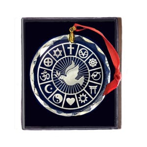 Interfaith Unity Ornament | Religious Harmony | Spiritual Coexistence | Peace Symbol | Holiday Gift / Sandblasted Chrystal