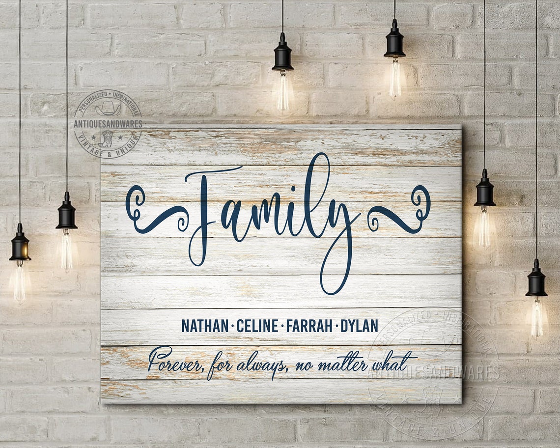 Personalized Family Name Sign Canvas Name Sign Wall Art Etsy