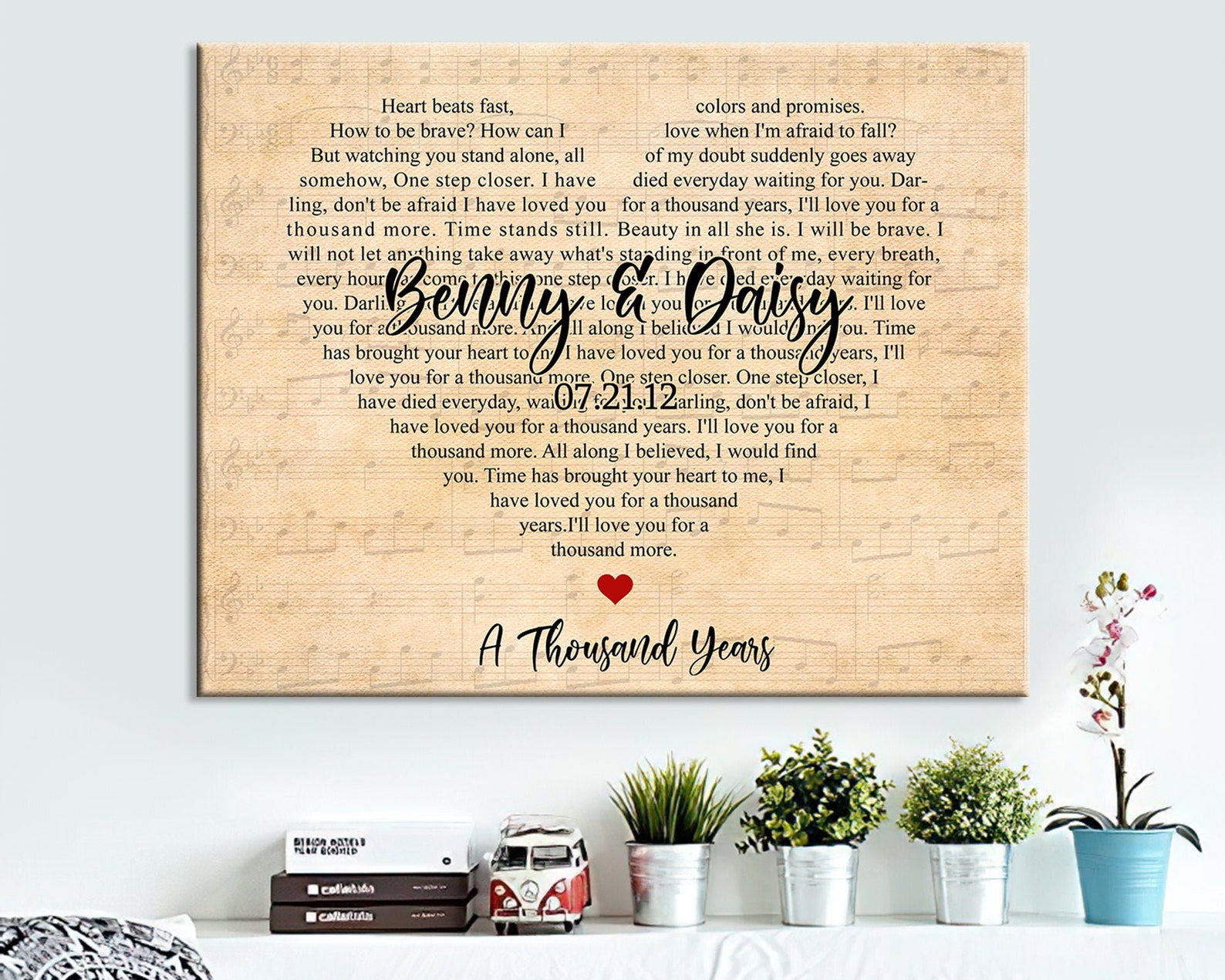 Personalized Love Song Lyrics Canvas Anniversary Wall Decor Etsy