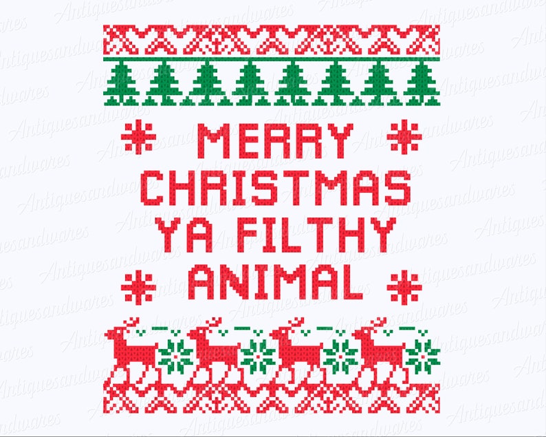 Merry Christmas Ya Filthy Animal Svg Christmas Reindeer Svg | Etsy