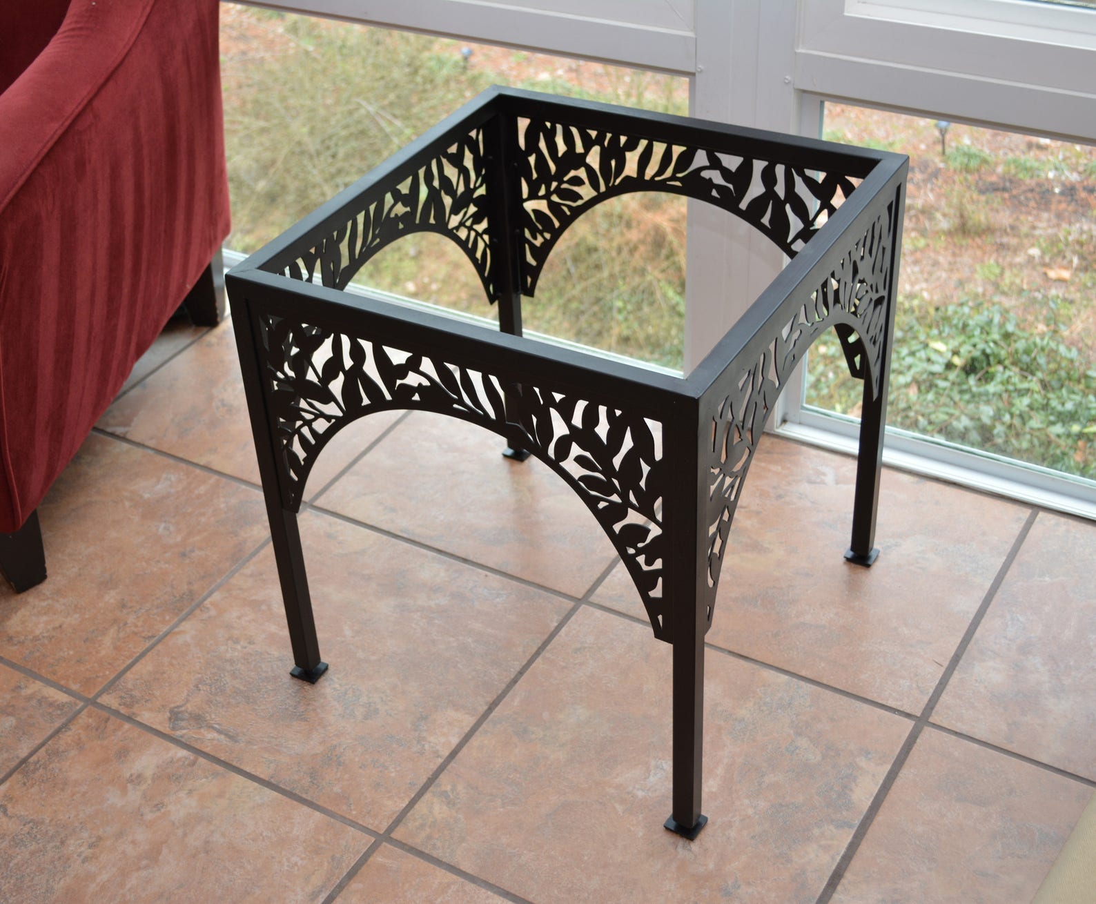 Accent End Table Frame With Leaf Pattern Etsy