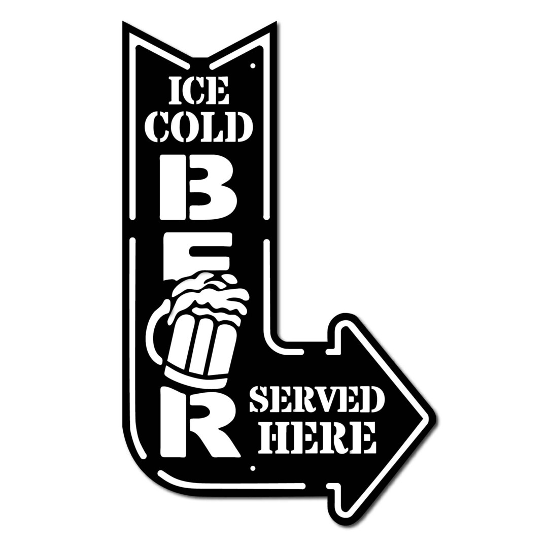 Ice Cold Beer Served Here Metal Sign Arrow Right Etsy