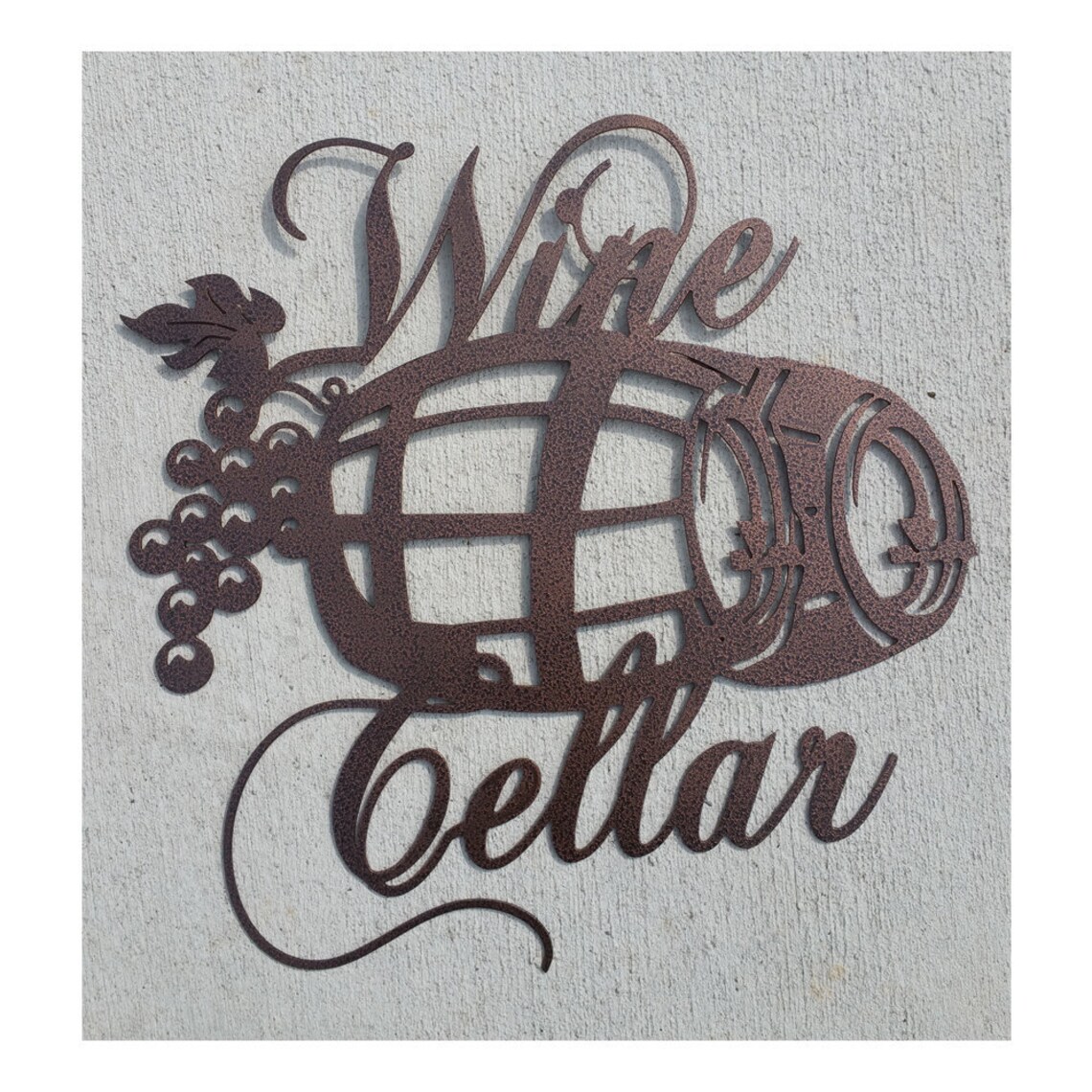Wine Cellar Metal Sign With Barrel and Grapes Etsy