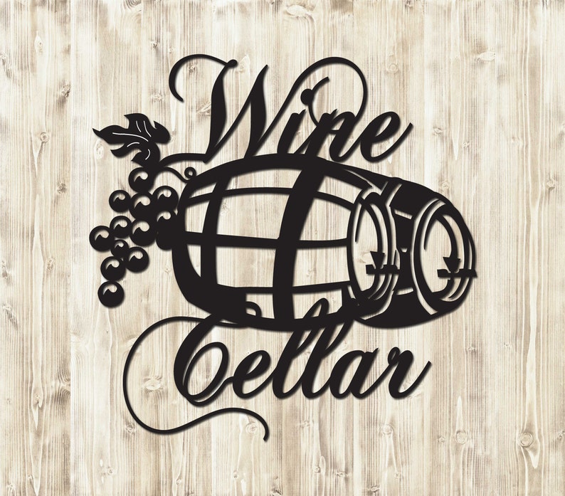 Wine Cellar Metal Sign With Barrel and Grapes Etsy