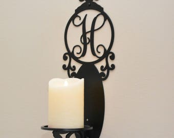 Gothic Style Black Iron Fleur De Lys Sconce Wall Candle Holder Stick T/Light 