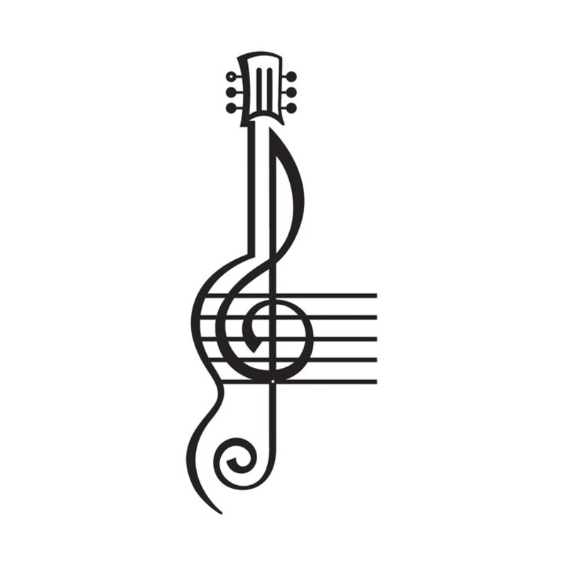 Treble clef and staff with guitar metal sign  etsy