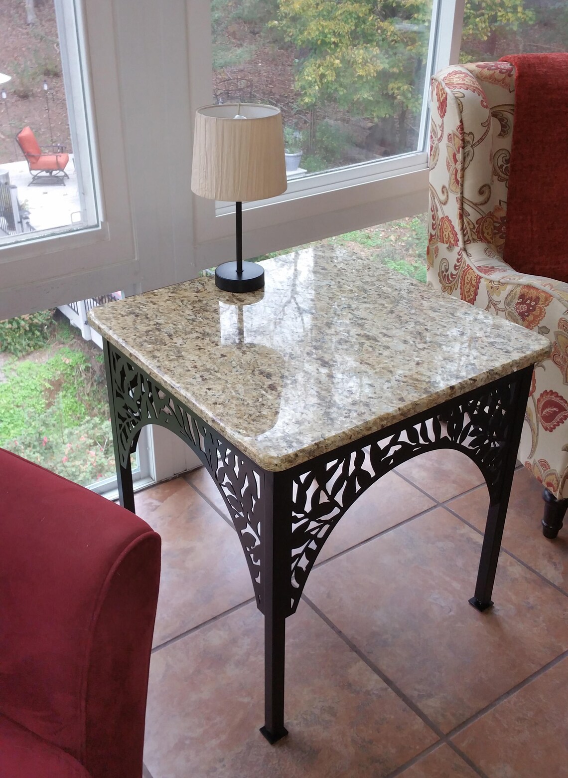 Accent End Table Frame With Leaf Pattern Etsy