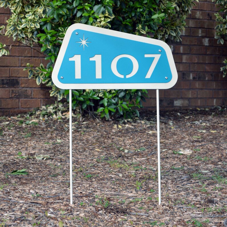 Mid Century Modern Street House Number Yard Sign With Stakes Etsy