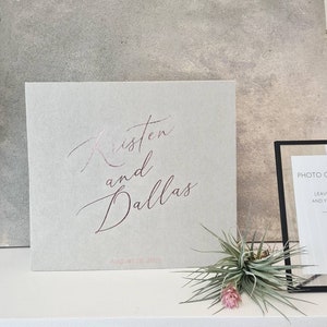 Instax Wedding Album, Instax Guest Book, Instax Mini Album, Light Grey Instant Photo Album With Foil Rose Gold Lettering