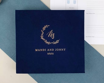 Navy Wedding Album With Foil Copper Lettering, Photo Guest Book, Instax Wedding Book, Photo Booth Album
