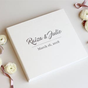 White Wedding Album With Silver Lettering, Instax Picture Album, Personalized Photo Guest Book, Instax Wedding Book, Wedding Advice Book