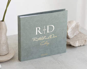 Jade Wedding Album With Foil Gold Lettering, Personalized Photo Guest Book, Instax Wedding Book, Photo Booth Album