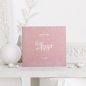 Pink Wedding Guest Book, Pink Photo Booth Guest Book with Foil Silver lettering, Personalized Guest Book, Photo Guest Book