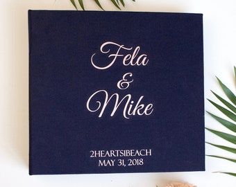 Navy And Matte Rose Gold Wedding Guest Book, Alternative Wedding Guest Book, Personalized Instax Guest Book, Wedding Reception Book