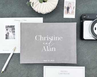 Wedding Album With White Lettering, Personalized Photo Guest Book, Instax Wedding Book, Photo Booth Album