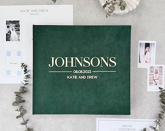 Wedding Album With Gold Lettering, Personalized Photo Guest Book, Instax Wedding Book, Photo Booth Album