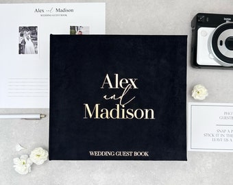 Wedding Album With Foil Gold Lettering, Personalized Photo Guest Book, Instax Wedding Book, Photo Booth Album