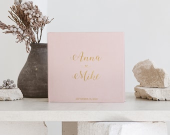 Baby Pink Wedding Guest Book With Foil Gold Lettering, Instax Photo Album, Instax Guest Book, Photo Guest Book