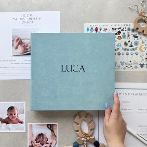 First Year Baby Memory Book | Mint Blue Baby Album | Modern Baby Journal | Baby Shower Gift | Baby Book | 5 Year Baby book