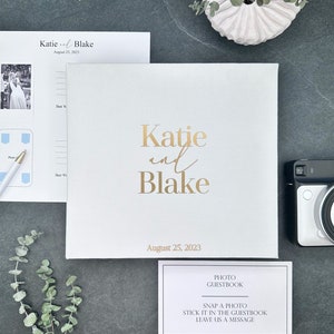 Personalized Wedding Guestbook With Matte Gold Lettering, Polaroid and Instax Photo Book, Instax Wedding Book, Photo Booth Album