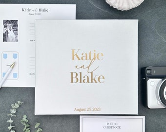 Wedding Album With Matte Gold Lettering, Personalized Photo Guest Book, Instax Wedding Book, Photo Booth Album