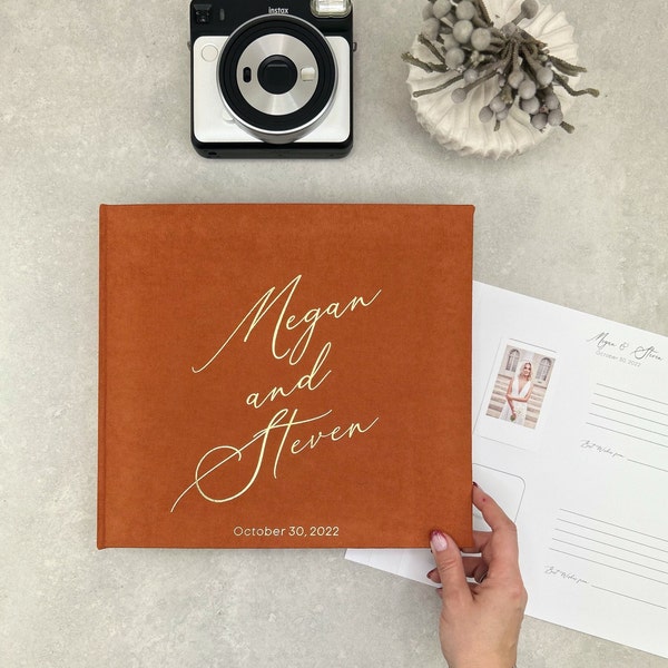 Instax Guest Book Terracotta Orange With Foil Gold Lettering Instax Photo Booth Guest Book, Wedding Album