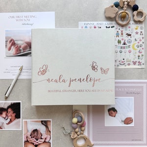 Personalised First Baby Memory Book | Baby Album with Butterfies | Modern Baby Journal | Baby Shower Gift | Baby Book | 5 Year Baby book