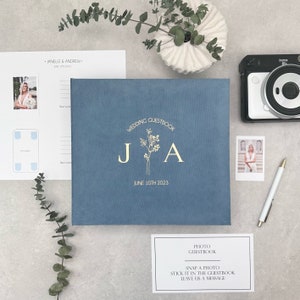 Wedding Album With Gold Lettering, Personalized Photo Guest Book, Instax Wedding Book, Photo Booth Album image 1