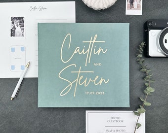 Wedding Album With Foil Gold Lettering, Personalized Photo Guest Book, Instax Wedding Book, Photo Booth Album