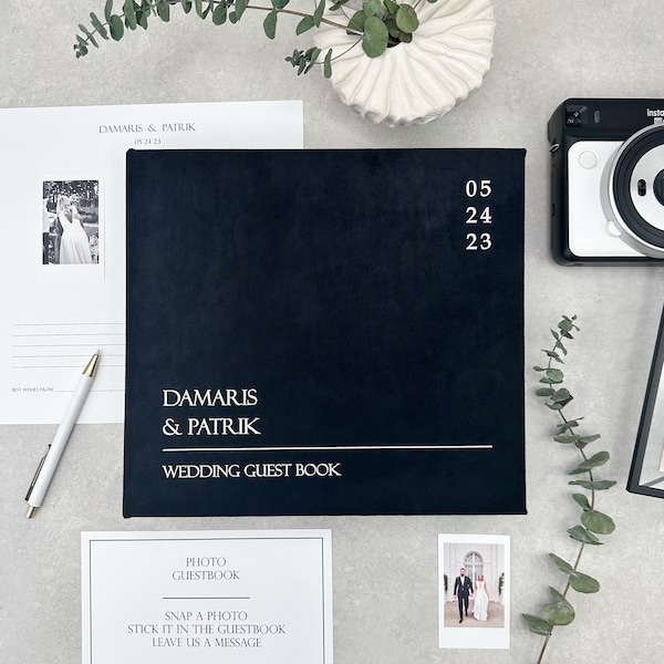 Wedding Album With White Lettering, Personalized Photo Guest Book, Instax Wedding Book, Photo Booth Album