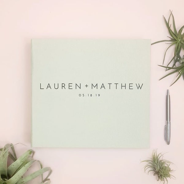 Light Gray Personalized Instax Photo Guestbook With Black Lettering