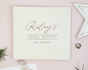 Personalized Bridal Shower Guest Book, Ivory Handmade Album