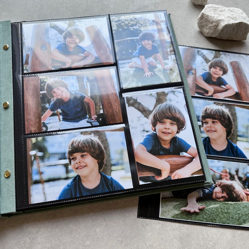 Personalized Modern Photo Album With Sleeves up to 4x6 Photos, Slip in Family Photo Album, Childhood Photo Album, Memories Photo Album image 4