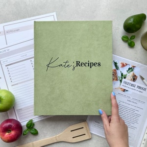 Raccoglitore per ricette personalizzato, libro di cucina, raccoglitore ad anelli A4 personalizzato con 4 maniche, raccoglitore con copertina rigida, libro per organizzare le ricette, regalo di cucina