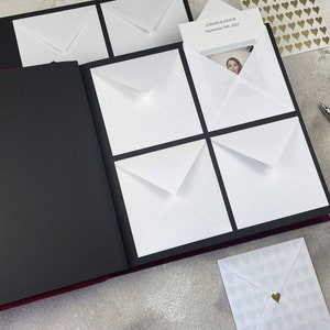 Livro de visitas de casamento personalizado com envelopes para fotos Instax e Polaroid ® com cartões de desejos e conselhos, livro de visitas de fotos de casamento personalizado