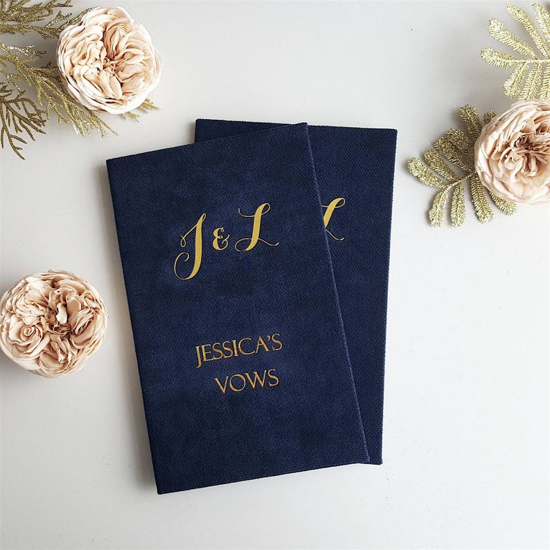 Personalised Wedding Vow Books, Gold Foil Vow Book, Set of Vow Books, Custom Vow Books, Wedding Vows Booklet, Set of 2 Books image 1