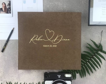 Wedding Album, Coffee Brown With Foil Gold Lettering, Photo Guest Book, Instax Wedding Book, Photo Booth Album