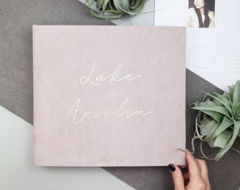 Dusty Pink Wedding Album With Foil Gold Lettering, Photo Guest Book, Instax Wedding Book, Photo Booth Album